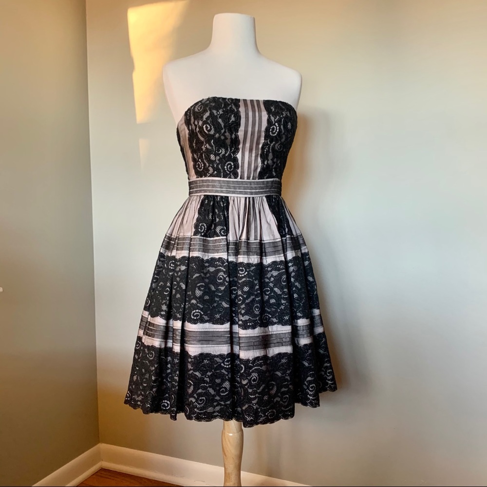 Aidan Mattox Strapless Lace Cocktail Dress